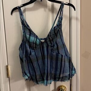 We The Free Blue and Green  Plaid Camisole tank top size small